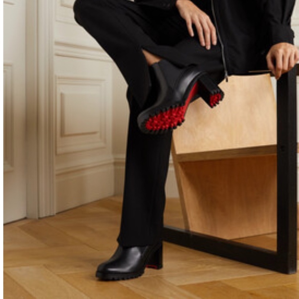 Christian Louboutin Marcharoche Black Chelsea Boots with Red Soles